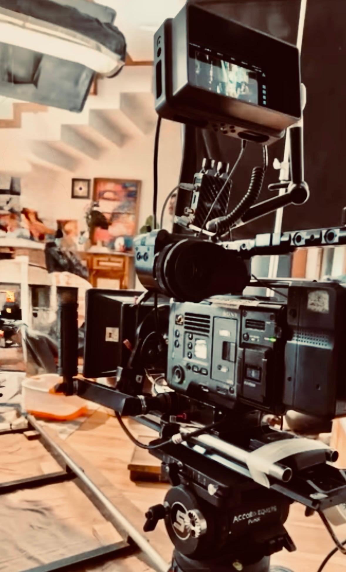 Cinema camera rig close-up